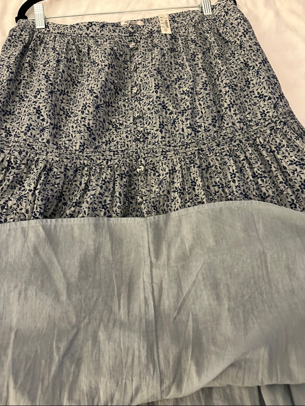 Tiered Floral Midi Skirt - Blue - Picture 4 of 8